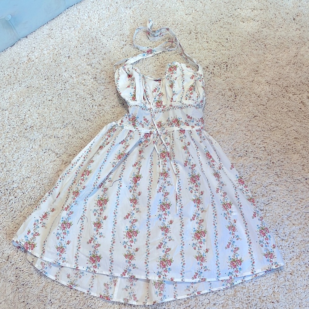 New forever 21 floral dress short white pink blue green medium flowers